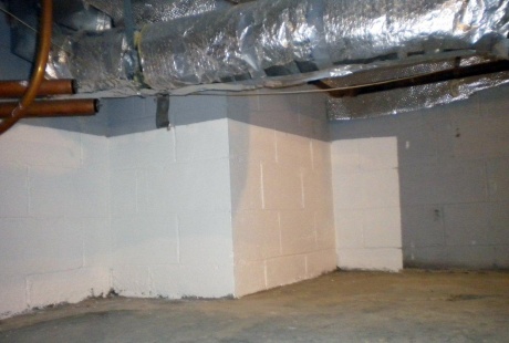 Mold damage to basement wall after TERS building restoration experts