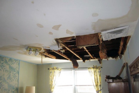 Basement and ceiling water damage restoration before TERS restoration experts