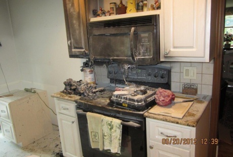 Fire Damage to Kitchen Before Fire Restoration